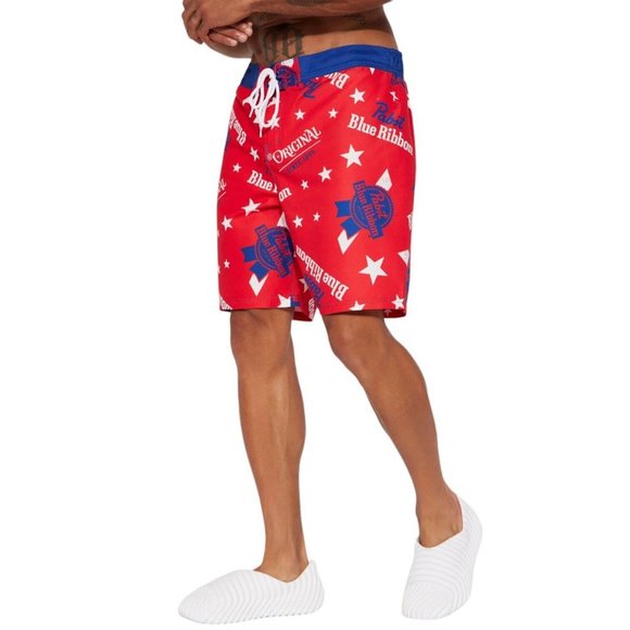 Pabst Blue Ribbon Beer PRB Board Swim Shorts Red White Blue Men's - Picture 1 of 5